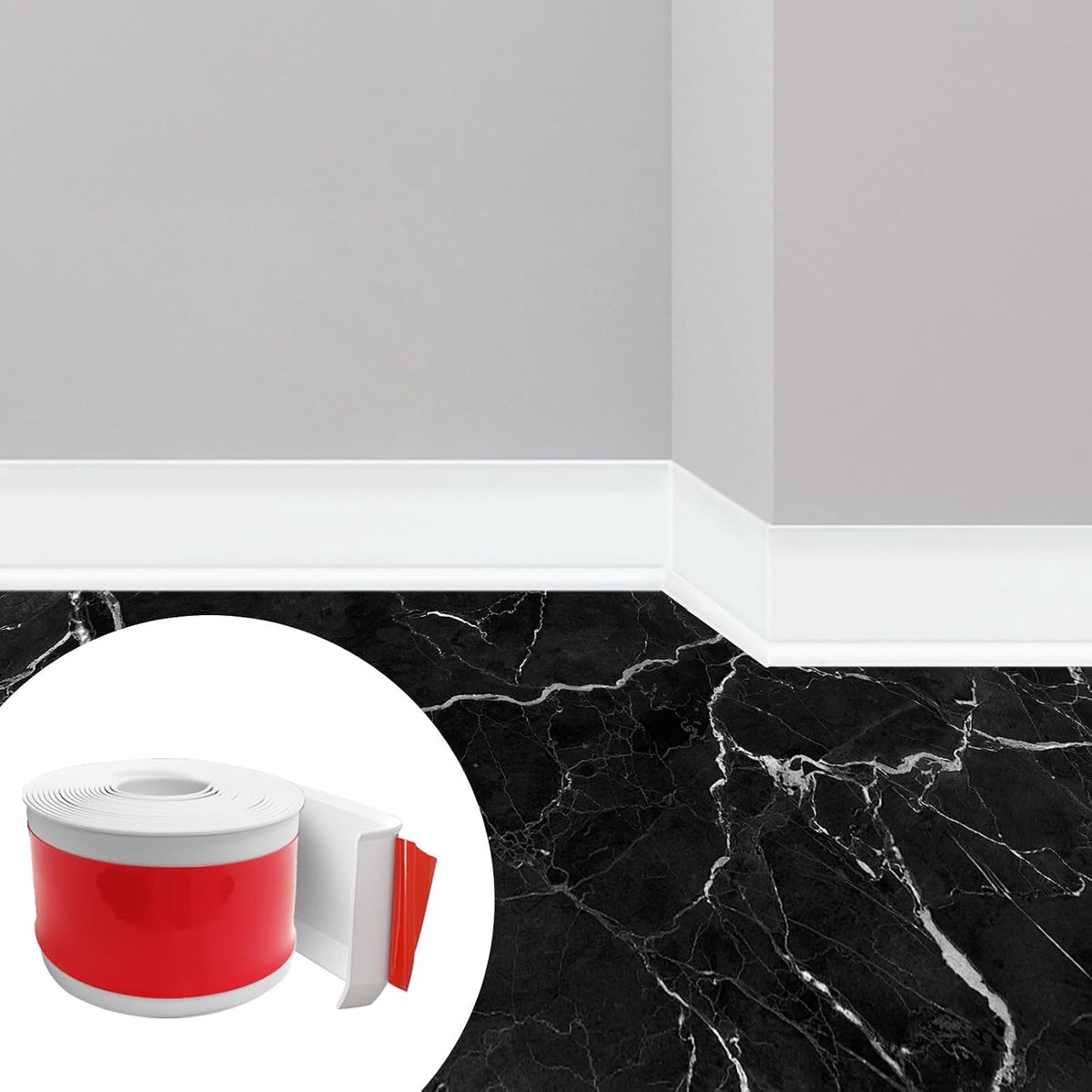 plint, zelfklevend, wit, pvc-plint, zelfklevend, 10 cm x 5 m, plinten, zelfklevende keukenafsluitstrip, flexibele skirting board trim voor keuken, badkamer en woonkamer