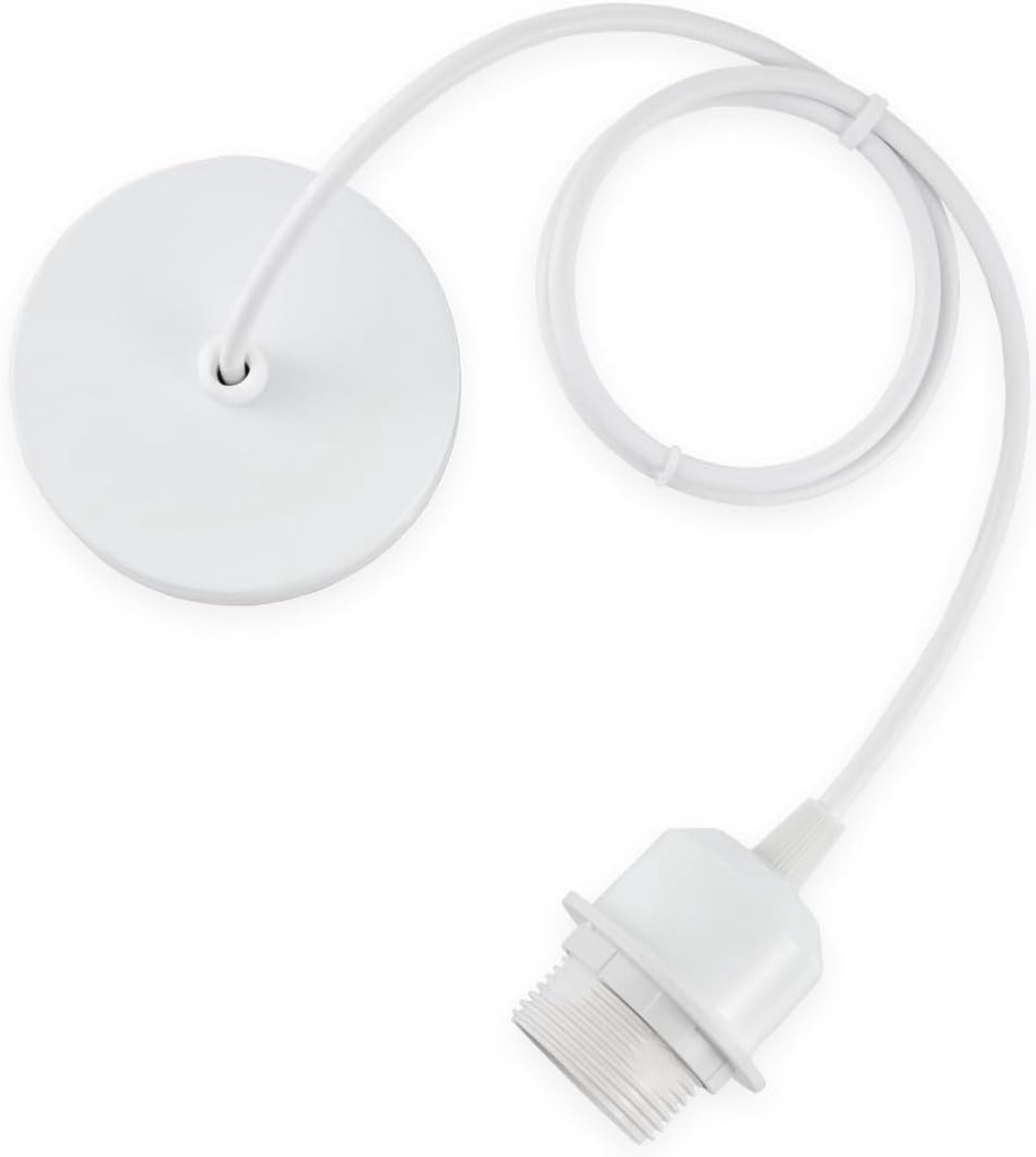 Metalen Hanglampfitting, Zwart Aluminium Lamphouder met 100 cm Kabel, Plafondlamp Houder，voor DIY Suspension Kroonluchters(Wit)