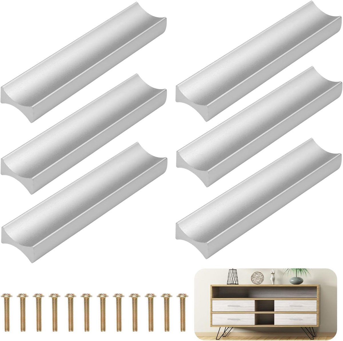 Kastgrepen 6 Pcs - Aluminiumlegering - Sterk en duurzaam - Perfect voor keukenkasten - SnelShoppen