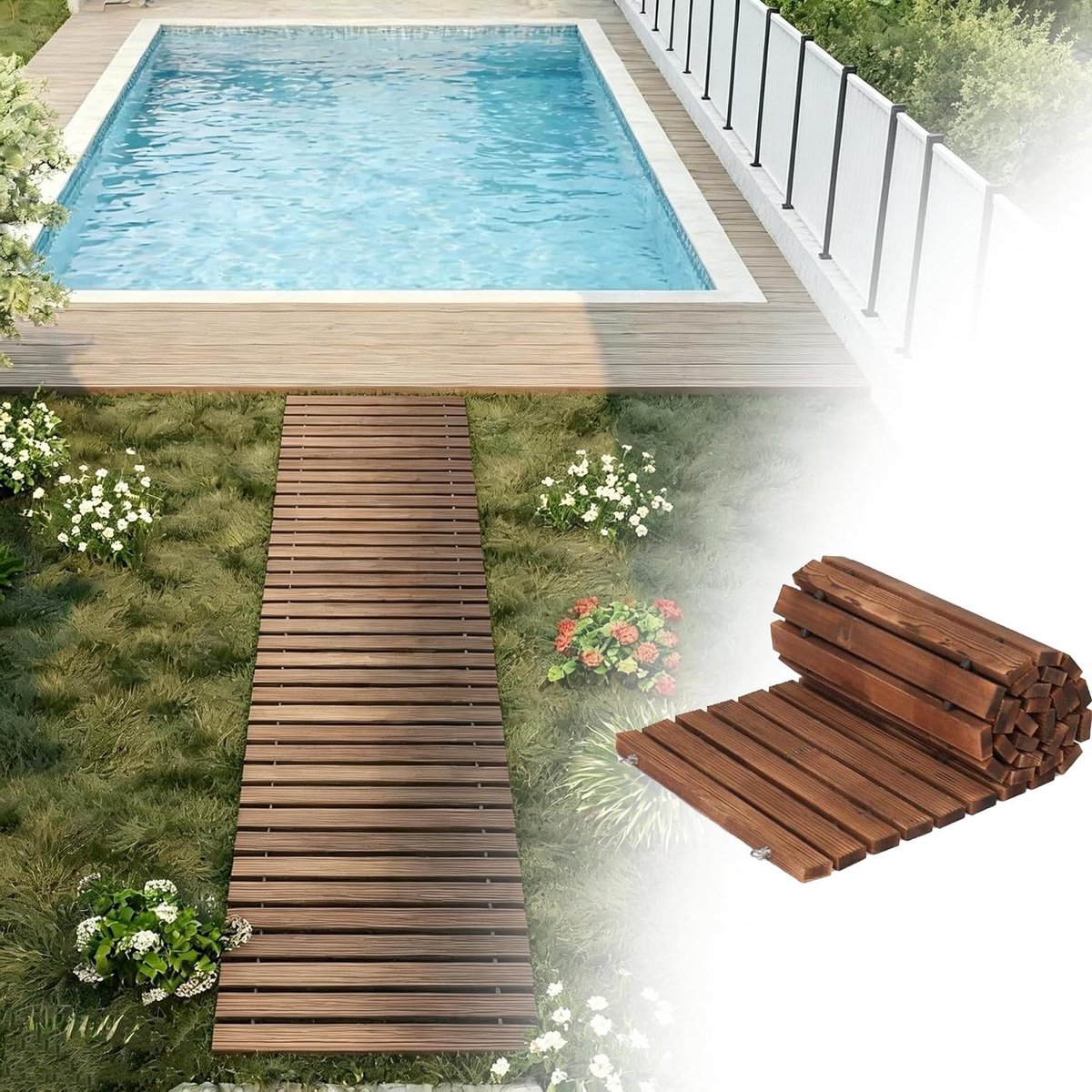 Houten Tuinpad - Rolpad Weg - Buiten Paden Maken - Uitrolbaar Ontwerp - 43 cm Breed - Natuurlijk Hout