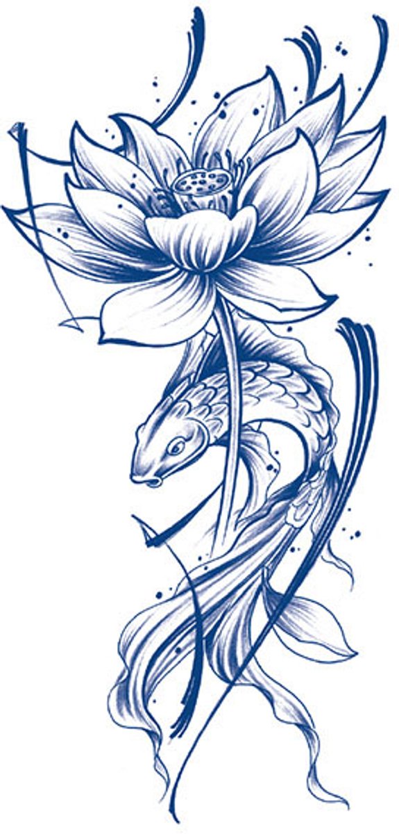 Tijdelijke tattoo Koi Lotus Flow 2 weken