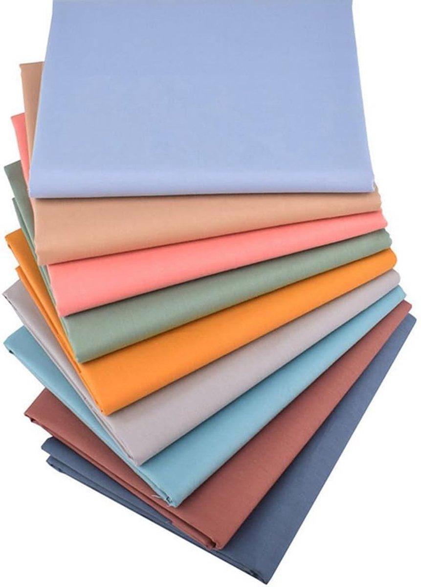 Stof, patchwork, stofpakket, 100% katoen, quiltstof, bundel, 9 stuks, 50 x 50 cm, keperstof, stofresten, stofbundel, doe-het-zelf katoenen doek, naaien, zuivere kleuren