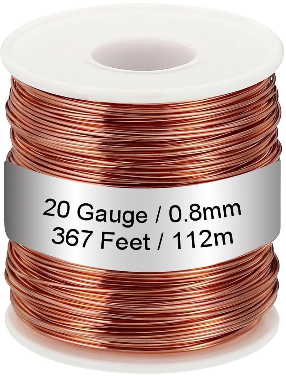 Draad 20 gauge/0,8 mm diameter 112 m 0,5 kg spoel pure koperdraad voor het maken van sieraden, sierlijke tuinplanten