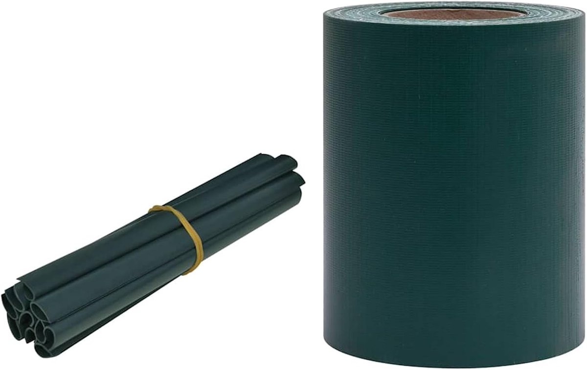 MAKER Tuininkijkbescherming van pvc mat groen (35 x 0,19 m) – weerbescherming en windscherm voor metalen hek, weg- en opritbegrenzing, uv-bestendig, incl. 20 bevestigingsclips