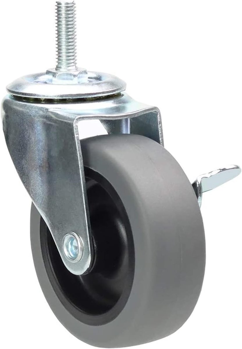 Zwenkwielen met dubbele veiligheidsvergrendeling, M8-1,25 × 1 ″ industriële zwenkwielen met schroefdraad, zware PVC-wielen set van 4, vervanging voor meubelwerkbank en trolley.