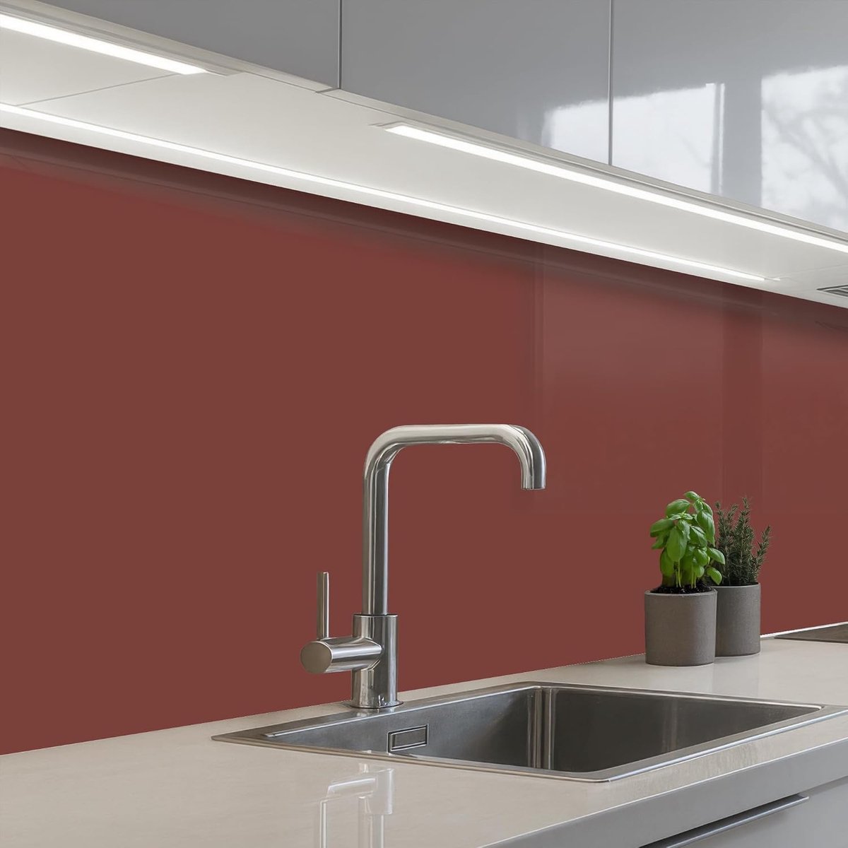 Keukenachterwand 60x200 cm zelfklevend keuken decoratie accessories home kitchen spatscherm Palet - Rood - Interieur