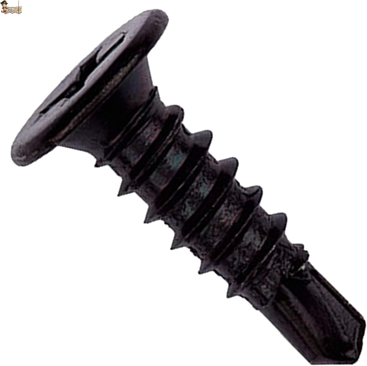 Schroeven, Schroefdraad, zelfsnijdend, zwart, wit of verzinkt Extra platte kop. Voor metaal, paneel, 100 stuks. 4,2 x 14 zwart