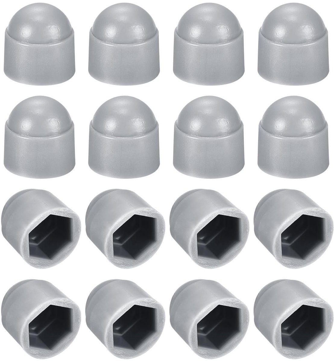 Zeskantmoeren, 150 stuks, M6, grijs, kunststof, koepelmoeren, beschermafdekking, moeren, bouten voor zeskantschroeven, bouten