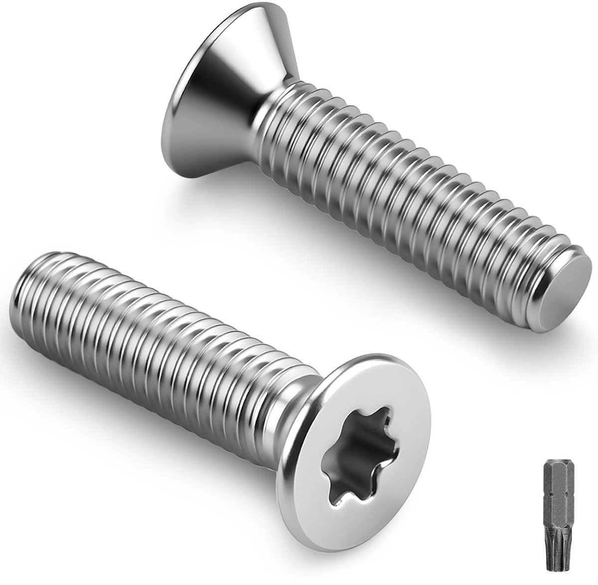 OT nuts 20 stuks verzonken kopschroeven, M8 x 16 mm, torx-aandrijfschroeven, 304 roestvrij staal, A2 V2A verzonken schroeven, volledige schroefdraad met schroevendraaier voor hout, machines