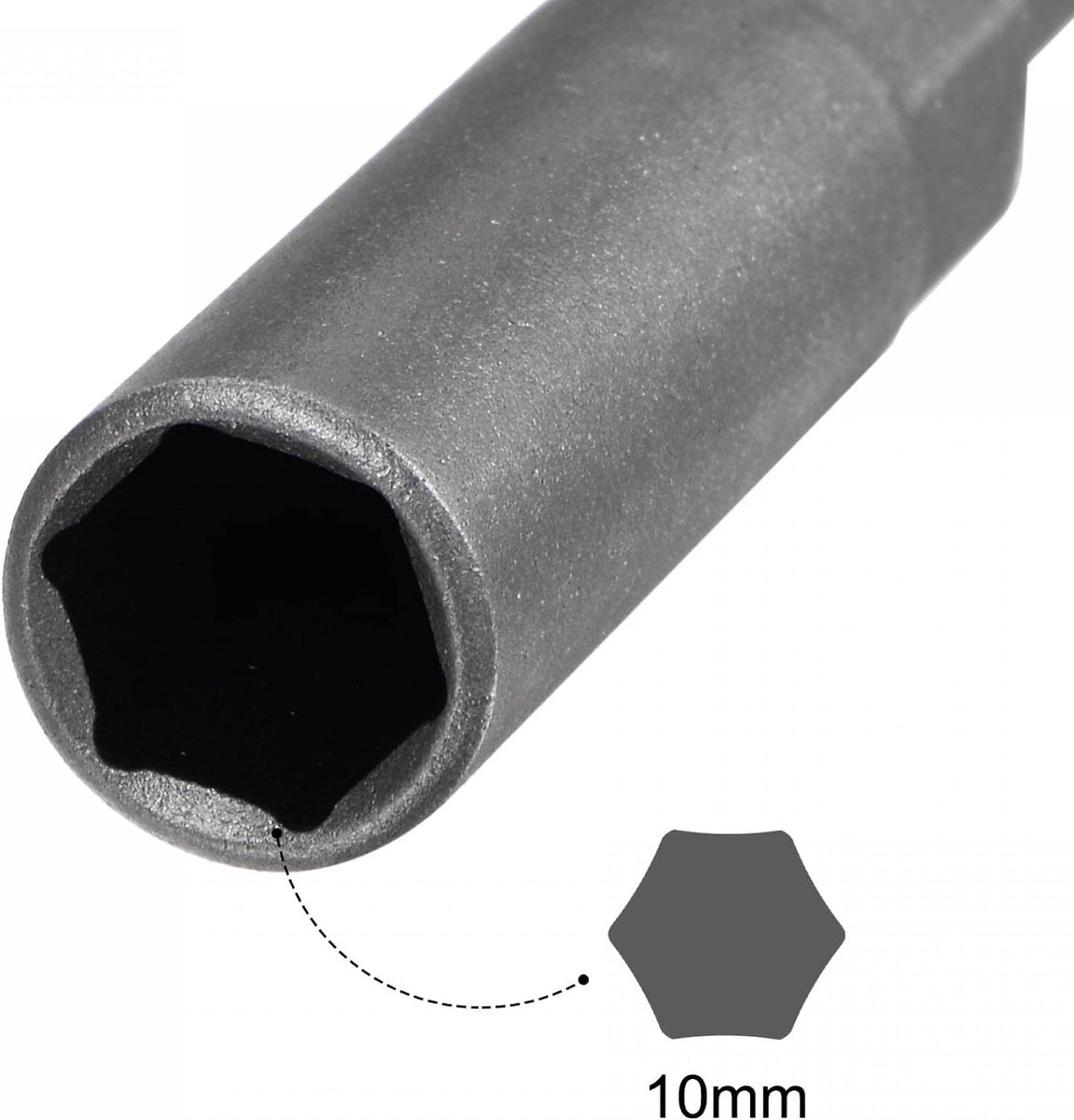 sourcing map Snelwissel 1/4 inch zeskantschacht 10 mm steeksleutel boor 22,5 cm lengte metrisch niet magnetisch