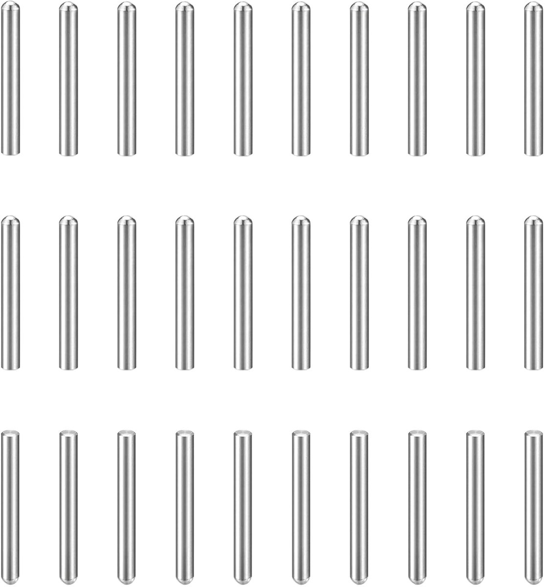 30 stuks cilinderstiften, 3,5 mm x 25 mm metalen stift, 304 roestvrijstalen cilindrische rondkop deuvelstiften passtift voor gereedschapsbouw, machinemontage en voorzieningen