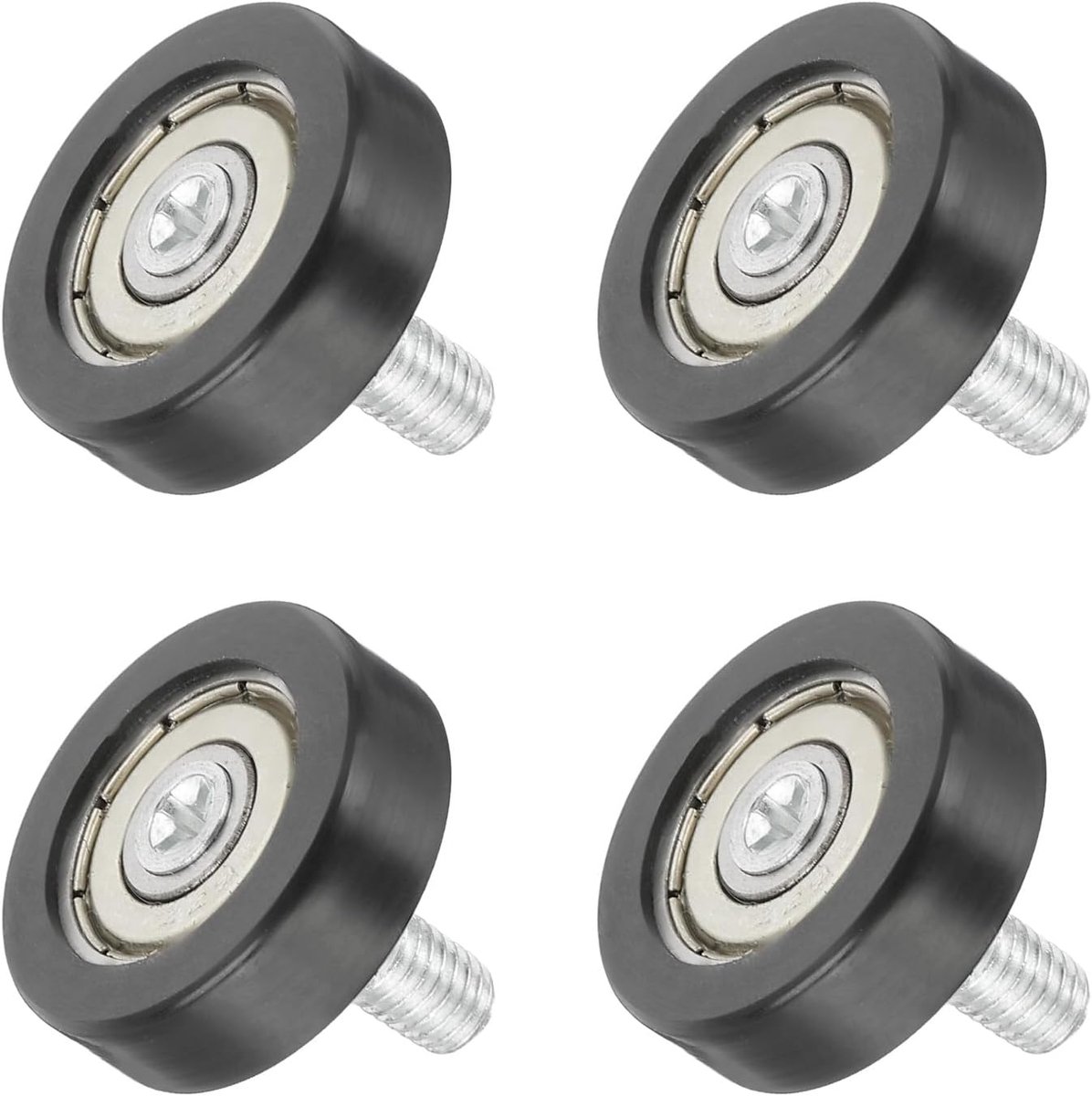 4 stuks laderollen, 26 mm x 8 mm, wielen, 6 mm trede, nylon lagerrol, lagerrol, lagers, reservewielen voor raamschuifdeurgeleiding, zwart, M6 x 10 mm schroefdraad