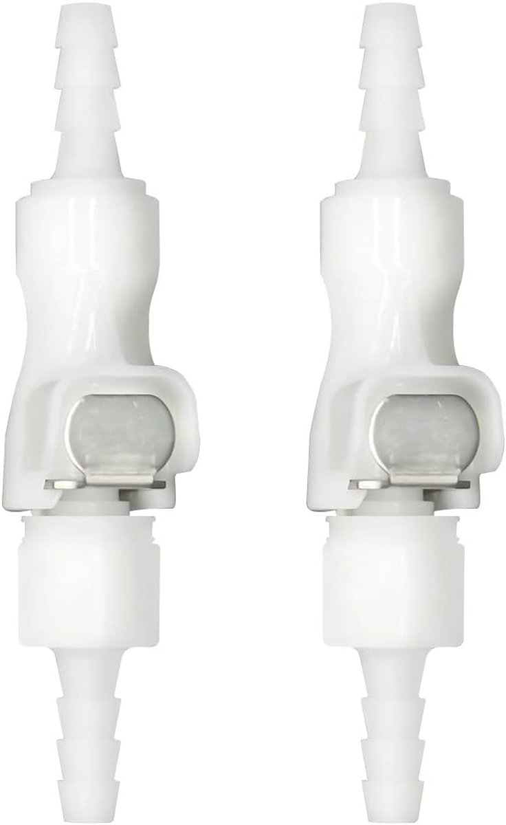 2 Stks 1/8 "3/16" 1/4" 1/8" 90 Graden Elleboog Plastic Buis in-line Slang Quick Connector Ontkoppel Weerhaak insert Fittingen Afsluitklep in Quick Release Koppeling (2 Man+2 Vrouwelijk) (3/16")