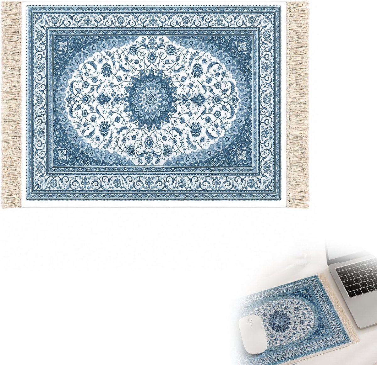 Mini-muismat in Oosterse Stijl – Perzisch tapijtdesign met franjes, antislip rubberen onderkant en HD-opdruk voor kantoor en gaming