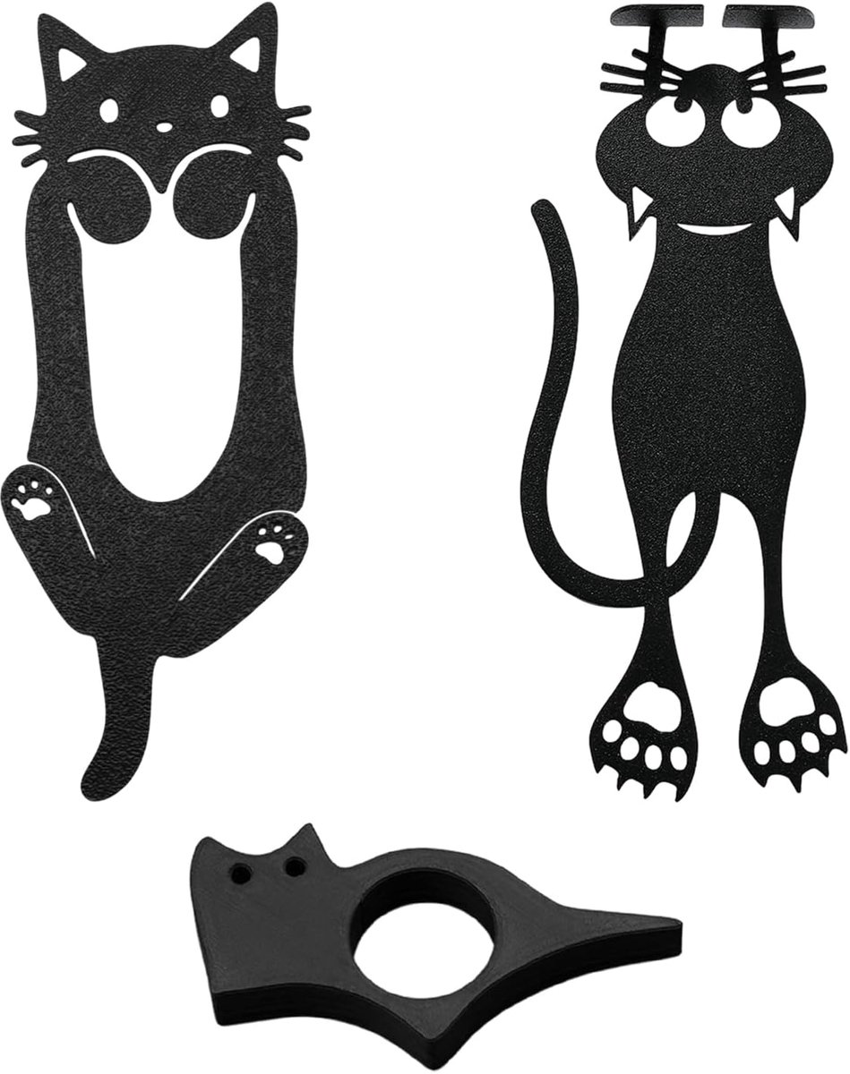 2 Stukken Van Schattige Zwarte Kat Bladwijzers, 1 Stuk Van De Kat Duim Boek Pagina Houder, Creatieve Dierlijke Bladwijzers, Leeshulpmiddelen, Geschenken Voor Lezers En Liefhebbers.