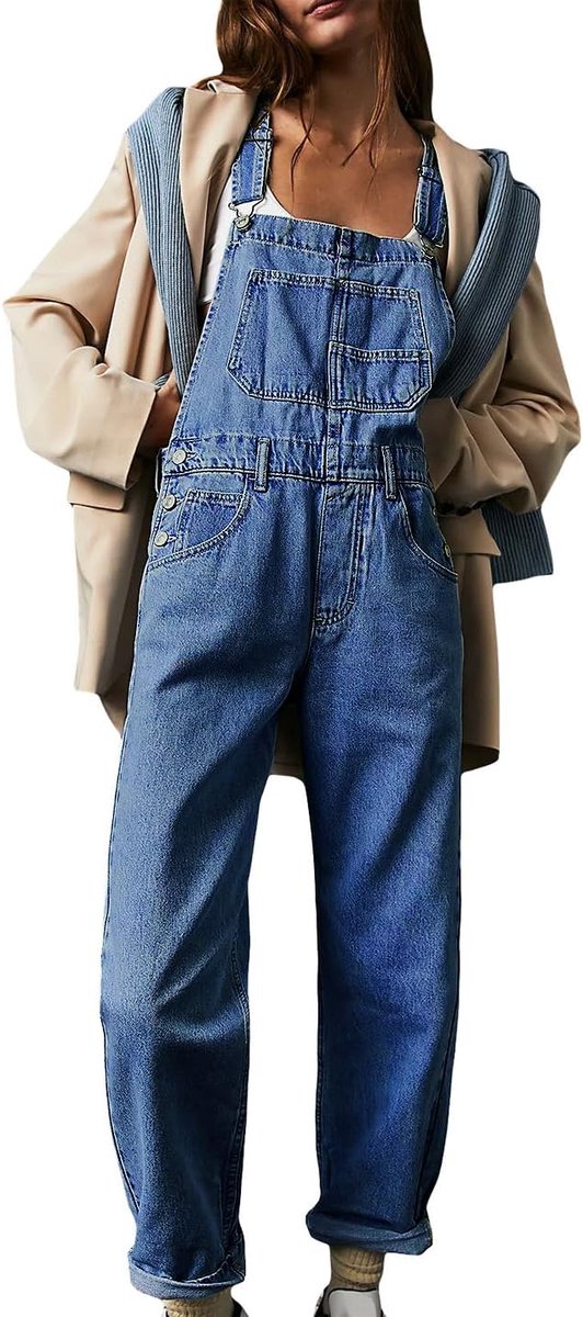 Denim jeans voor dames, jumpsuit, losse verstelbare bandjes, baggy tuinbroek, jumpsuit, harembroek