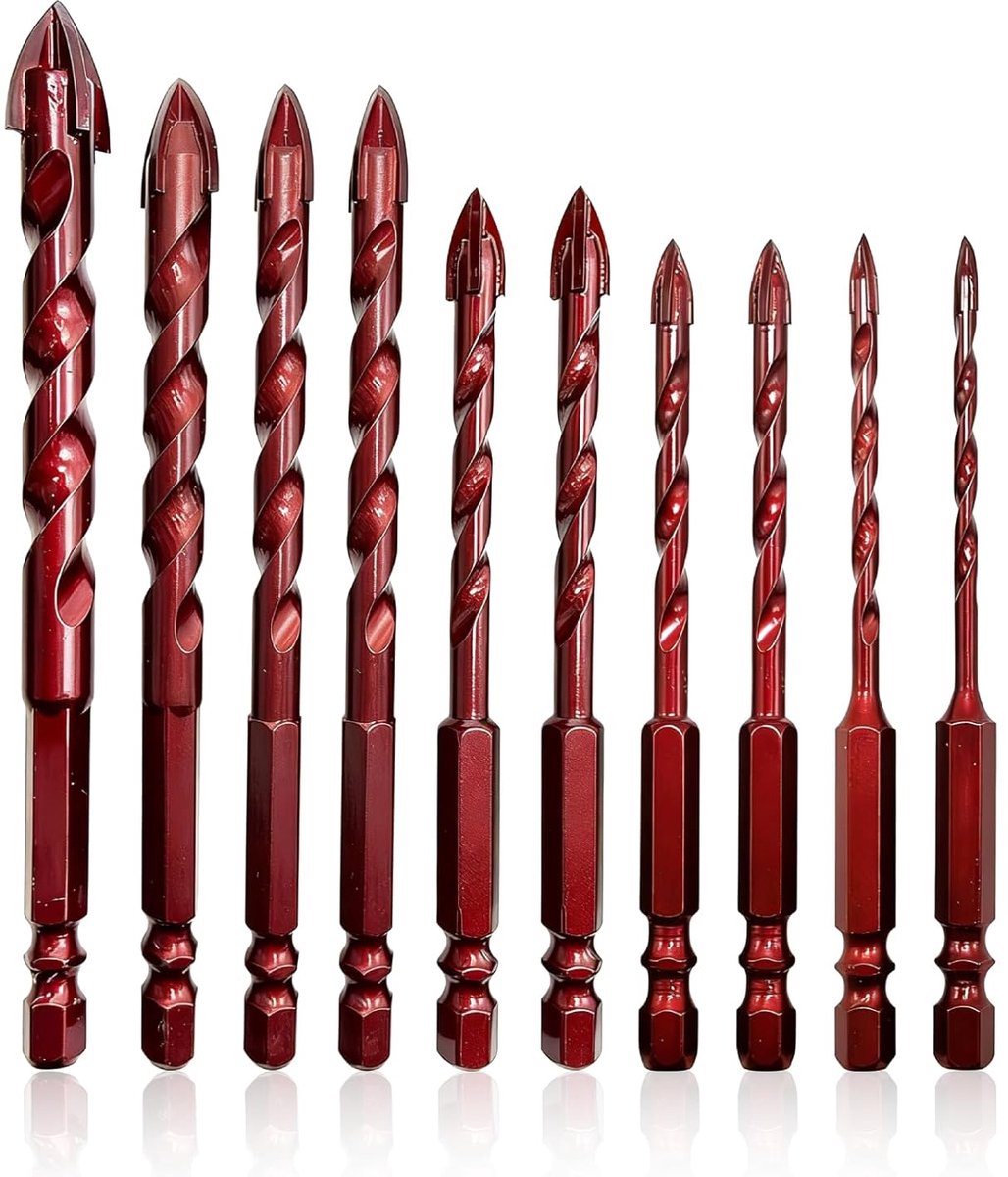 Tegelboorset, 10-delig, 3-12 mm glasborenset met kobalt, keramische boor voor metaal, baksteen, glas, kunststof, hout