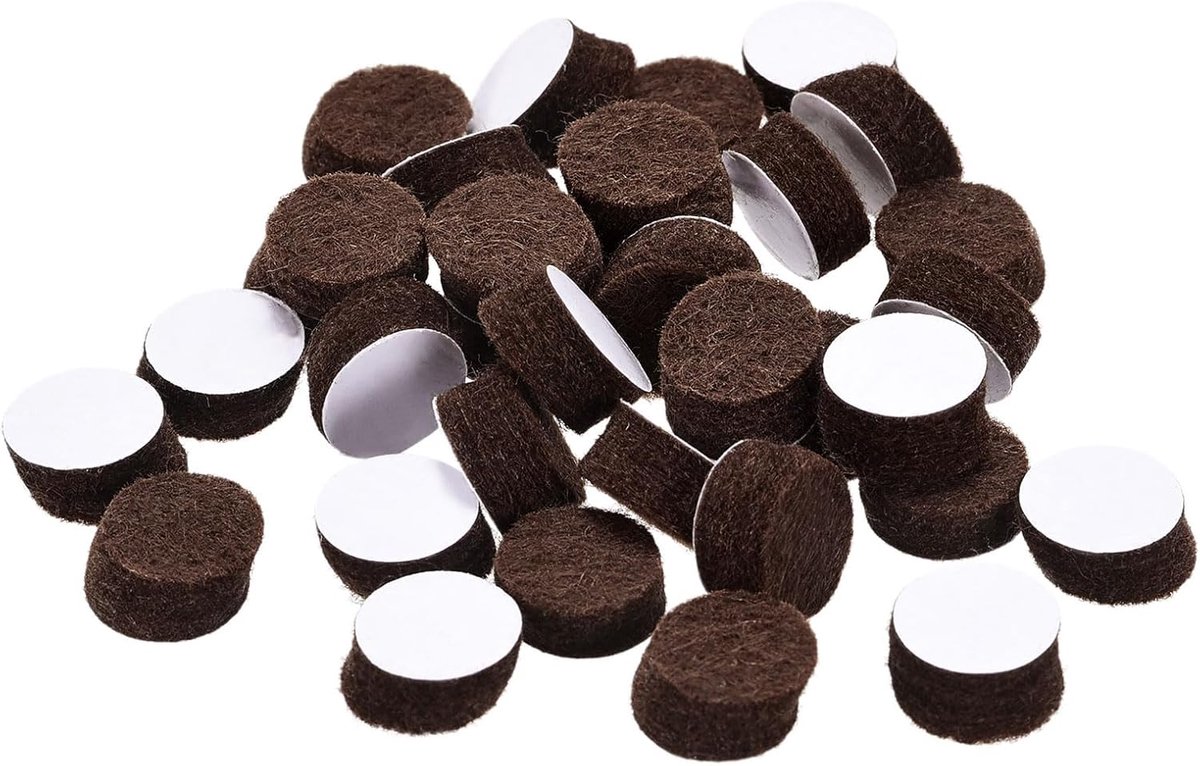 sourcing map 100 stuks vilten meubelbekleding zelfklevend 10 mm diam. 5 mm dikte stoelpoot bruin