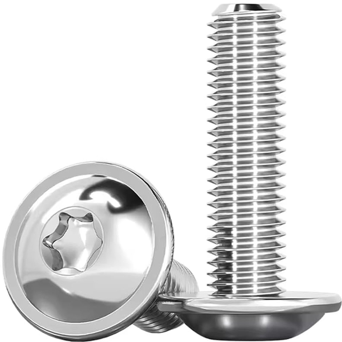 Torx M4 x 25 mm Platte kopschroeven met kraag ISO 7380-2 roestvrij staal A2 V2A met sluitring, volledige schroefdraad - 20 stuks