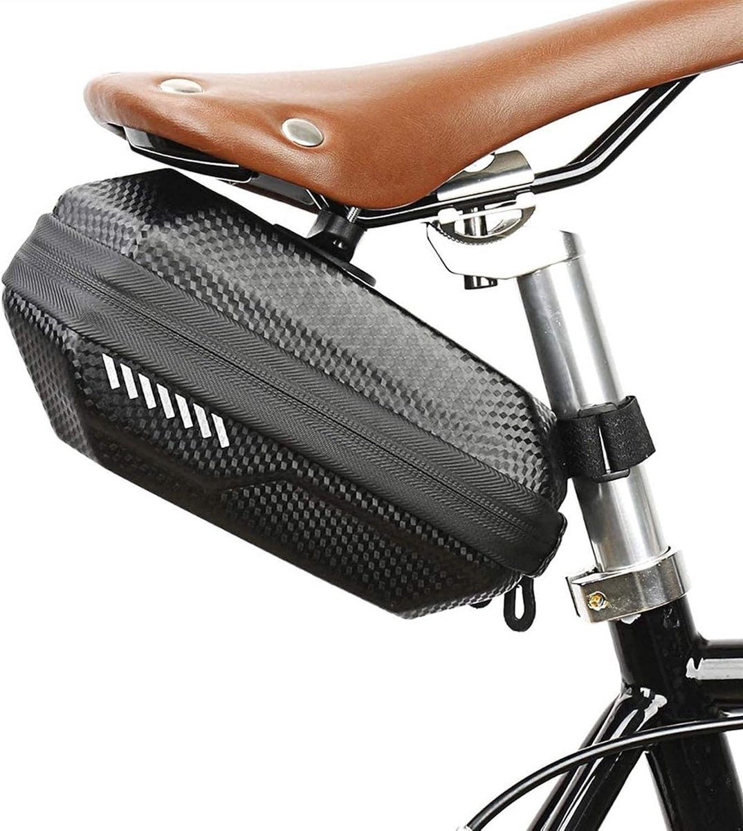 Fietszadeltas - Onderzadel tas - Fietsen opbergen - EVA Hard Shell - 1.8 Liter - Koolstofvezel Zwart