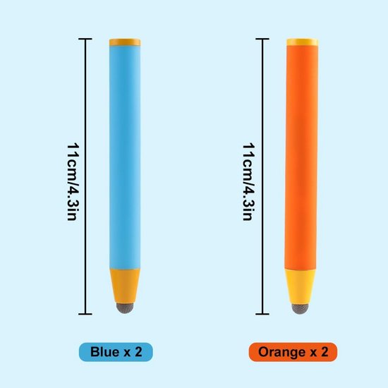 Set van 4 tabletpennen voor kinderen, kinderen, styluspen, rubber, touchscreen, stylus voor alle tablets, smartphones, iPad en iPhone, universele tekenpen — afbeelding 2