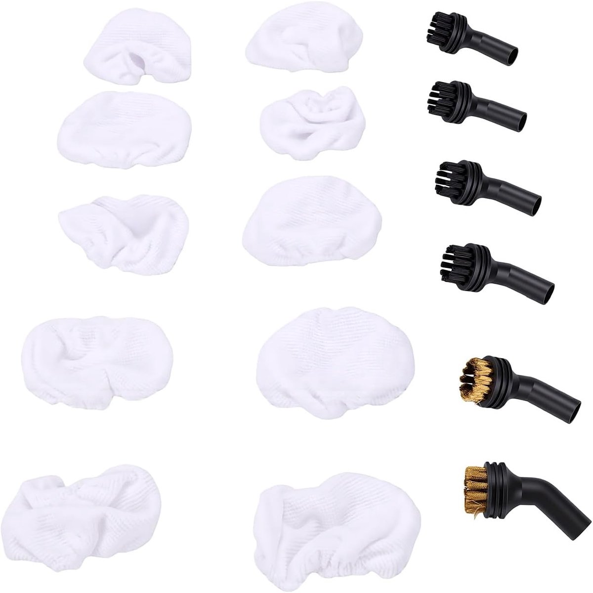 16-delige Stoomreinigerborstelset met 2 Messing 4 Nylon Koppen 10 Doeken voor Dieptereiniging Keuken en Badkamer Harde Handstoomreiniger Tegelvoegenvloeren