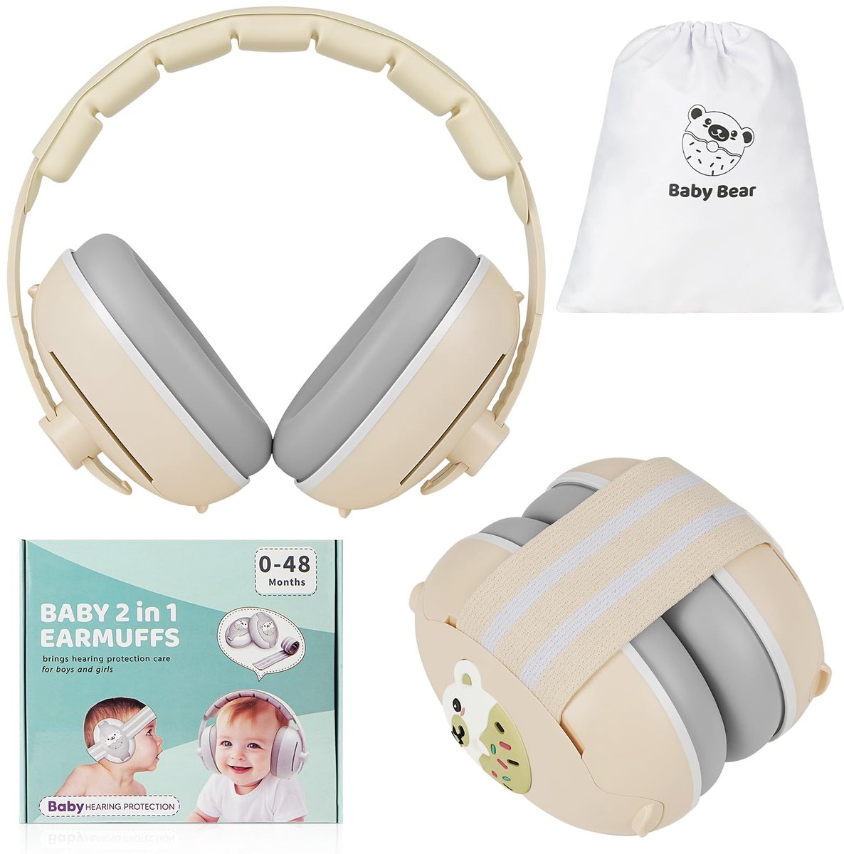 Baby Oorbeschermer 2-in-1 - Anti-Slip Hoofdtelefoon - Ruisonderdrukkend - Gehoorbescherming voor Slaap - SnelShoppen