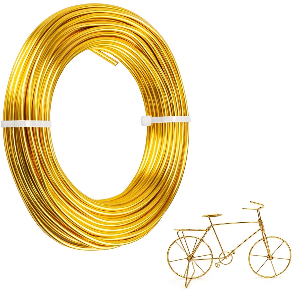 Draad om te knutselen, knutseldraad, 3 mm x 15 m, sieradendraad goud, aluminiumdraad, buigzaam knutseldraad goud voor kransmaken, sieraden maken, modelbouw, doe-het-zelf handwerk