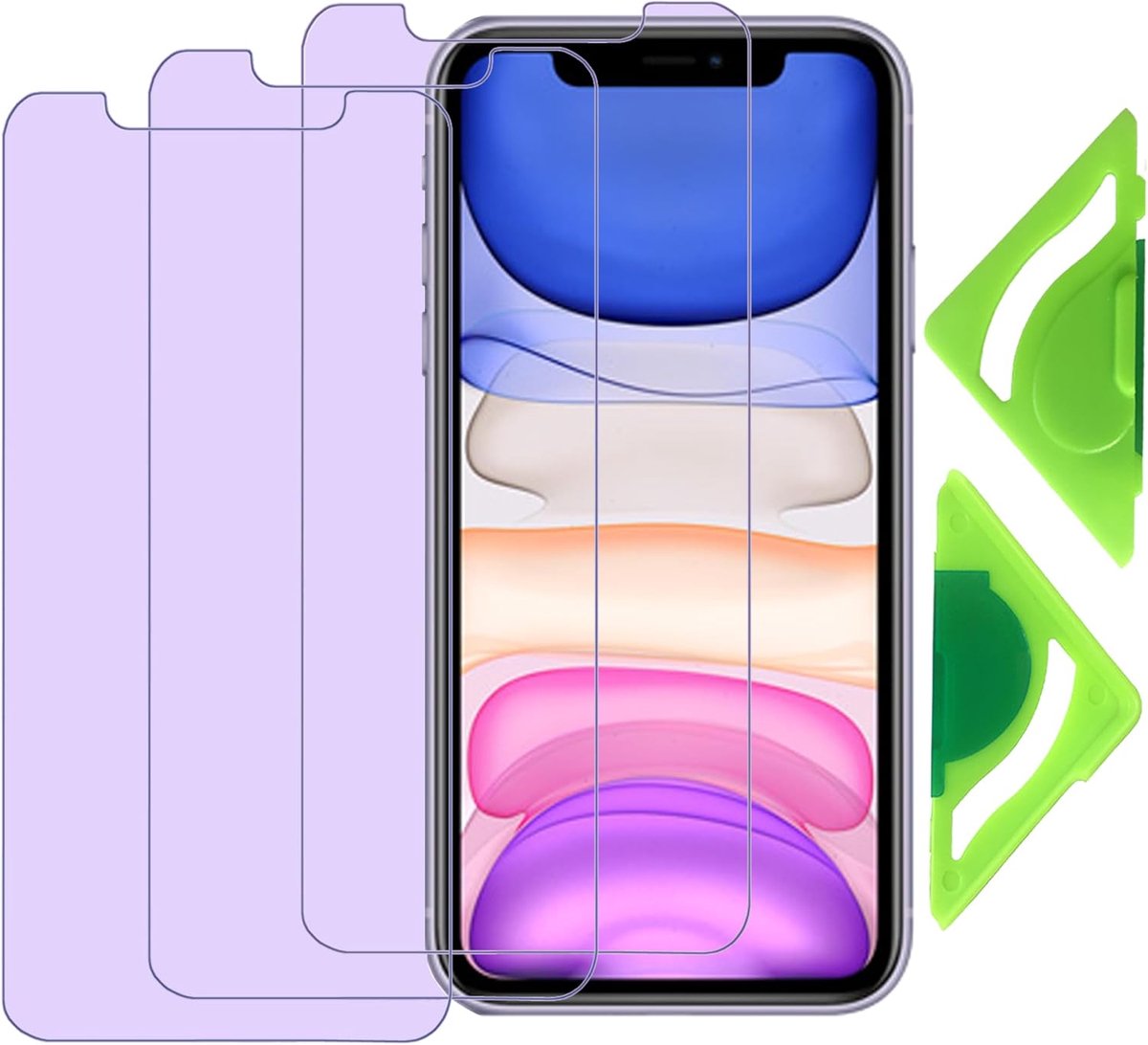 Licht schermbeschermer voor iPhone 11 en iPhone XR (verpakking van 3) met algemene uitlijning, 2.5D Edge 9H gehard glas beschermfolie voor iPhone XR en iPhone 11