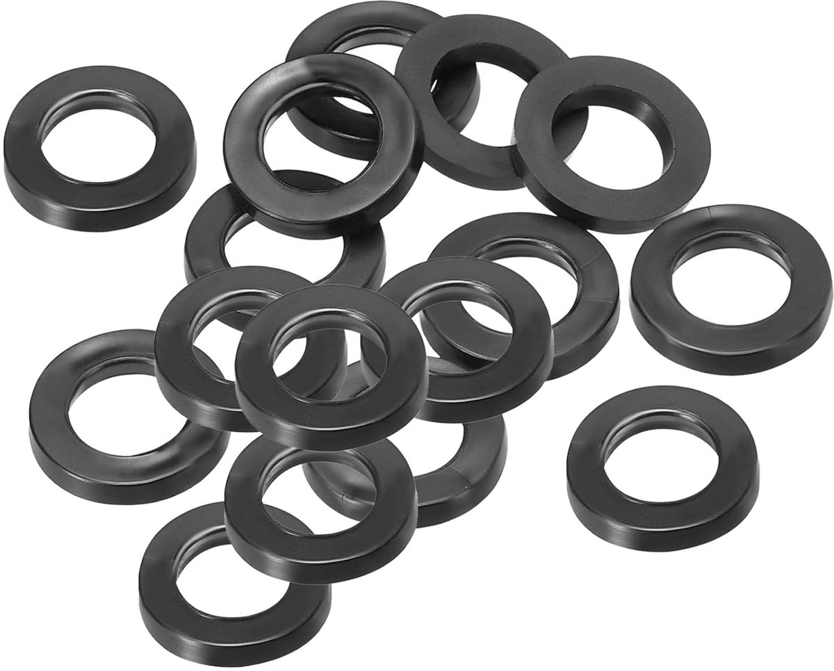 M7 Platte Rubberen Pakking, 16 Stuks 7mm Binnendiameter 12mm Buitendiameter 3mm Dikte Dichting Ruimtegever Voor Kraan Pijp Verbinding Schroef, Zwart