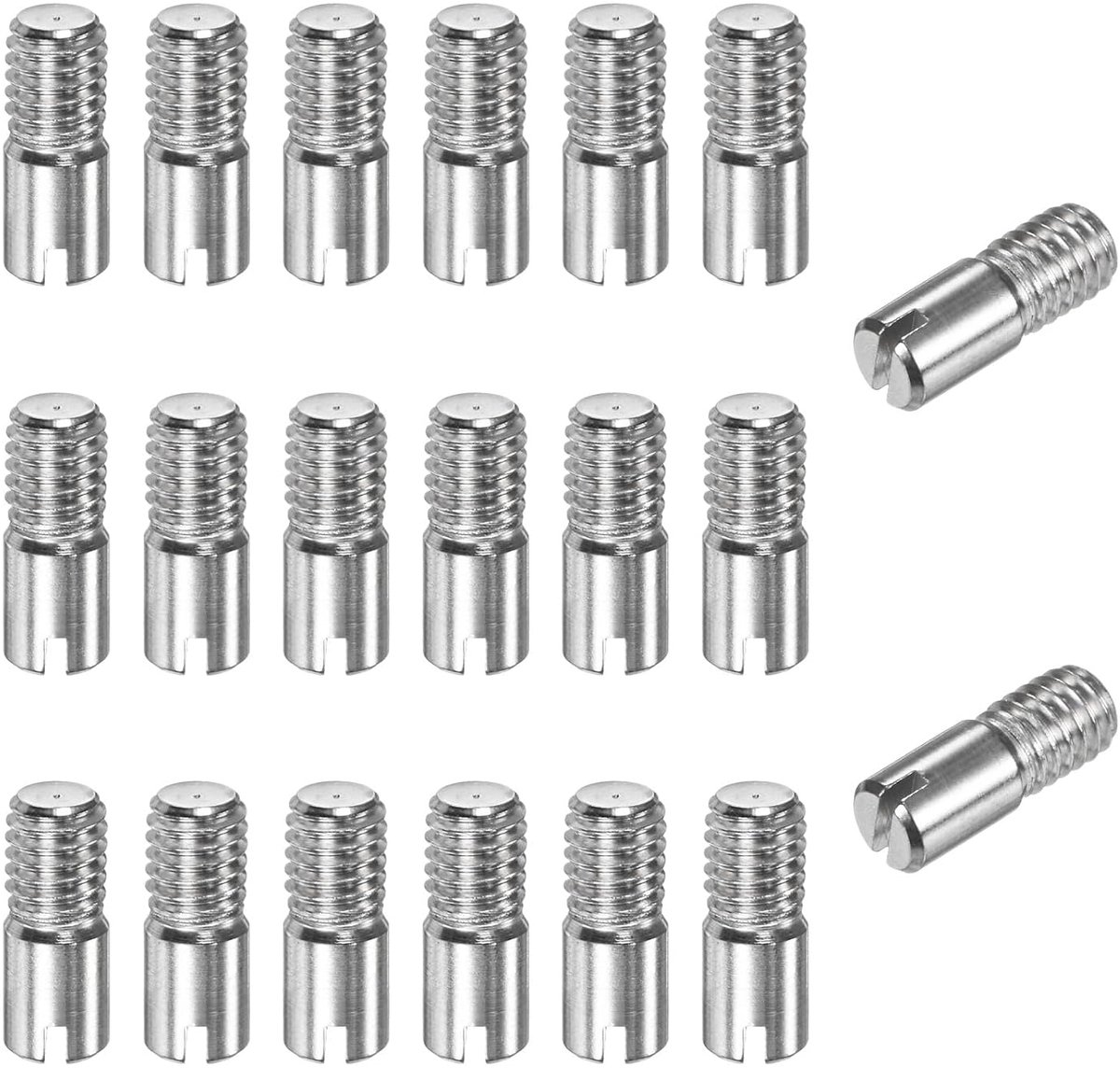 Cilindrische sleufstift, 20 stuks, M6 x 16 mm, 304 roestvrij staal, positioneringspen, buitendraad voor metalen apparaten/projecten [zilverkleur]