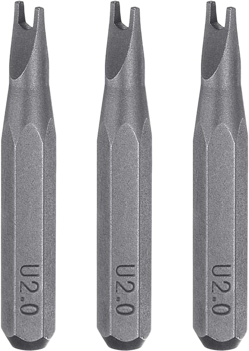 3 stuks 2,0 U type schroevendraaierbit 5/32 inch zeskantschacht 28 mm lengte magnetische U-vormige kop zeshoekige bits S2 stalen bitset voor elektrische schroevendraaier accuschroevendraaier