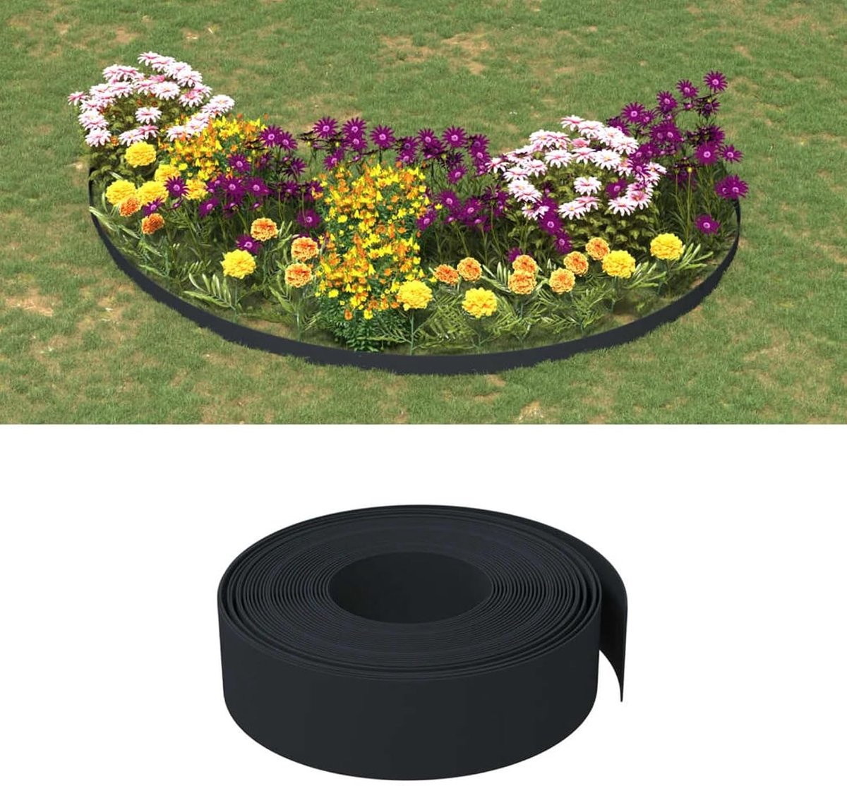 5 stuks. 10 m x 15 cm zwart polyethyleen 2 mm dik eenvoudig in te steken voor bloembedden groentebedden tuin