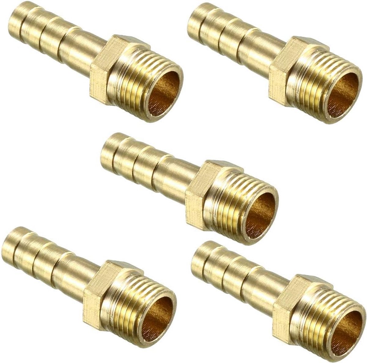 Sourcing map 5 stuks. Messing slangverbinding pijpaansluiting 6mm tuit x 1/8 PT stekker buis 6mm x 1/8 PT, 5 Pack
