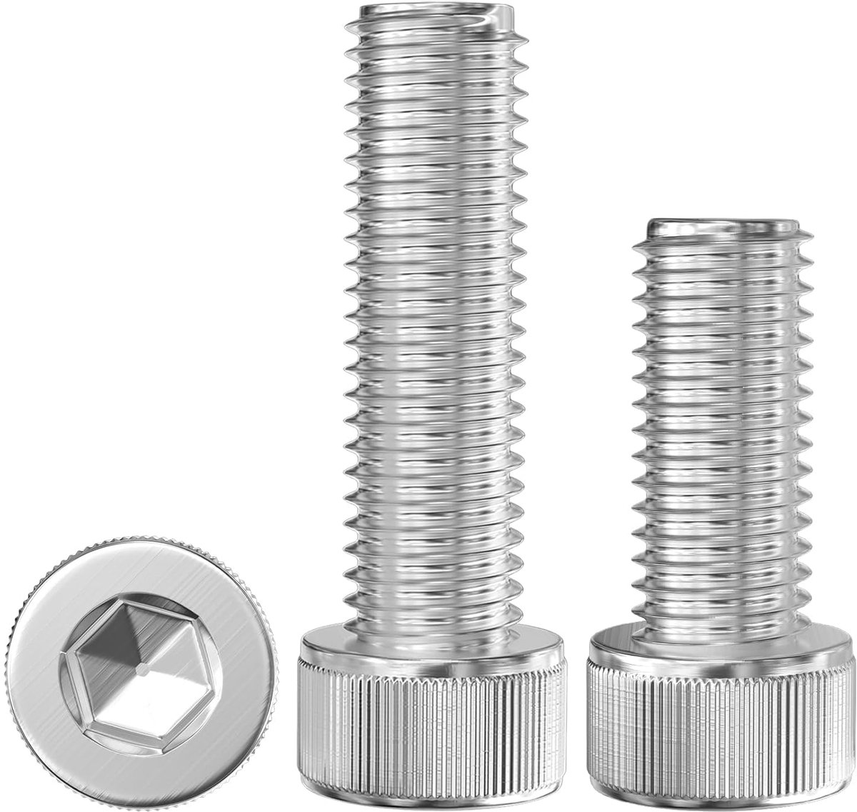 20 stuks cilinderbouten, M6 x 30 mm, A2 V2A 304 roestvrij staal, DIN 912 binnenzeskantschroeven, gekarteld voor handmatig vastdraaien