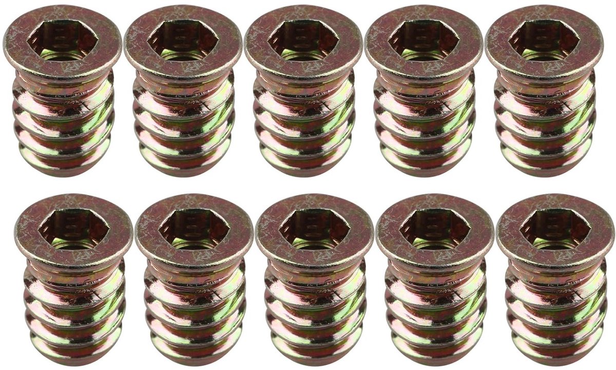 10 stks M6 x 15mm draad moer hout invoegen Interface Schroeven Zeshoekige Socket Moer Bevestiging voor Meubilair Bed Cot kabinet