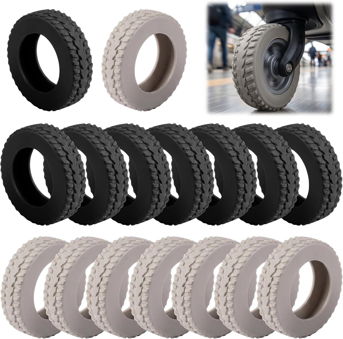 16 Stuks Bagagewielhoezen, Siliconen Bagage Wielhoezen | Fits 5-6-cm Luggage Wheels, Antislip, Valt Niet af, Ruisonderdrukking, voor Koffers, Bureaustoelen, Reizen, Reistoebehoren