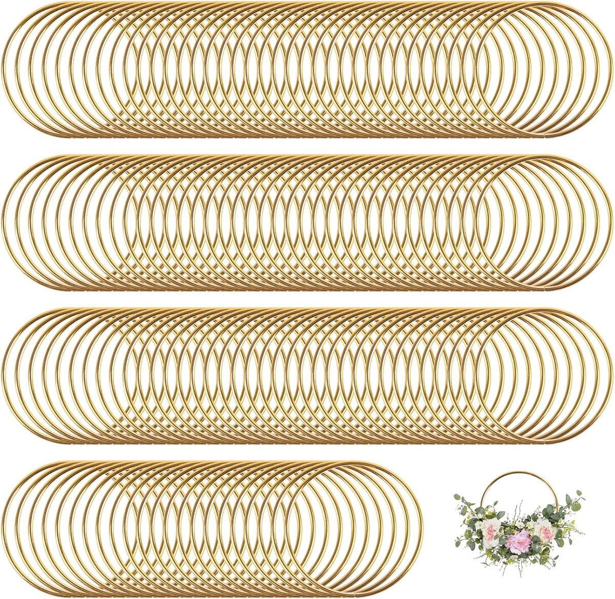 100 metalen ringen om te knutselen, 7,5 cm, voor bloemknutselen, macramé, doe-het-zelf, dromenvanger, snoepjes (100)