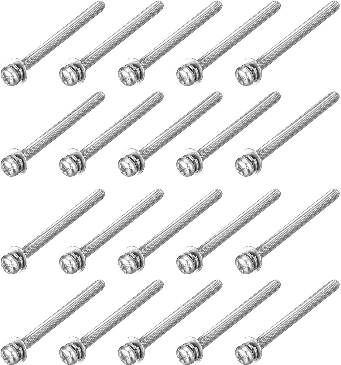 M3 x 35 mm 304 roestvrij staal Phillips Pan Head machineschroeven bouten gecombineerd met veerring en sluitringen 20 stuks