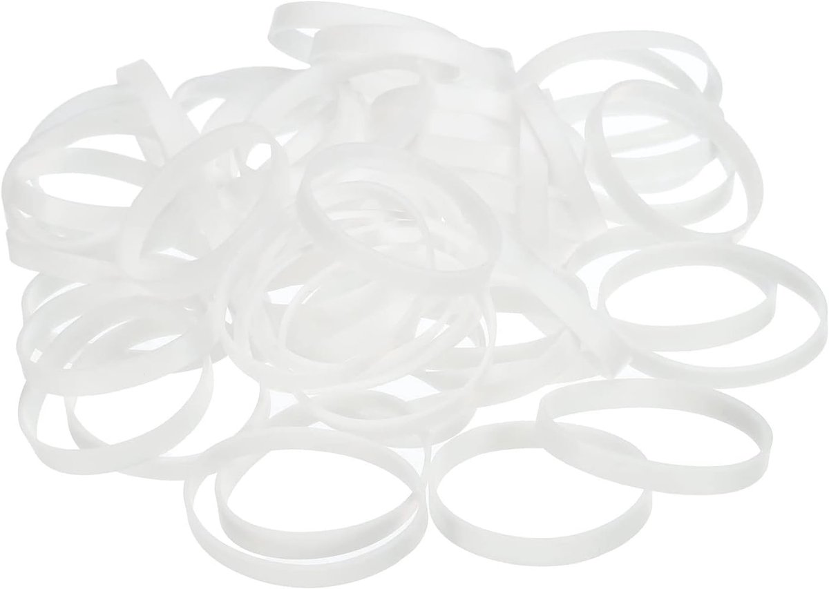 Siliconen elastiekjes kabelbinders 100 stuks antislip 5,6 cm plat wit voor koordwikkeling, zakwikkels, kunst
