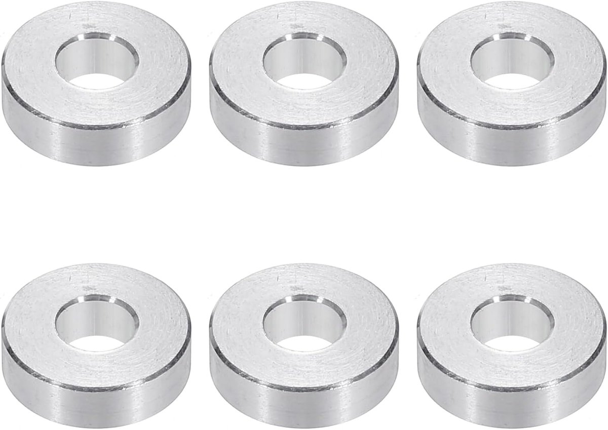 M6 Aluminium Spacers, 6 Stks Metalen Spacers Aluminium 6.2mm ID x 15mm OD x 4.5mm L Aluminium Spacer Schroef Standoff Ronde voor 1/4 of M6 Schroefbouten