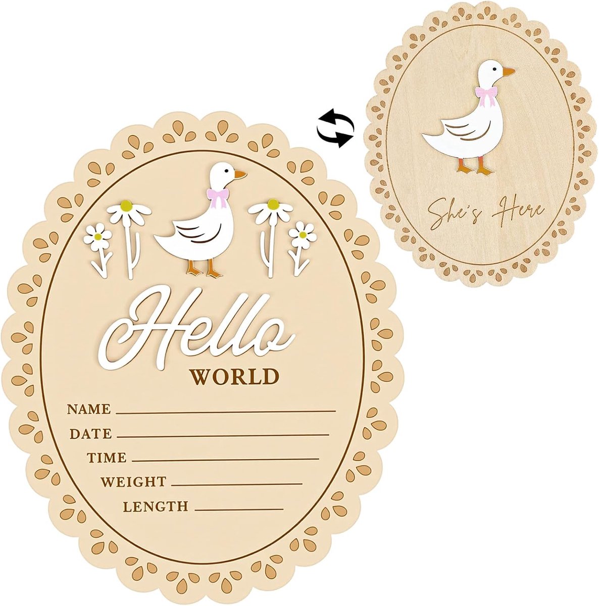 Milestone kaarten baby hout, Hello World houten bord welkomstbord voor pasgeborenen Hallo wereld baby bord aankondigingsborden hout geboorteaanduiding voor aanstaande ouders cadeau voor