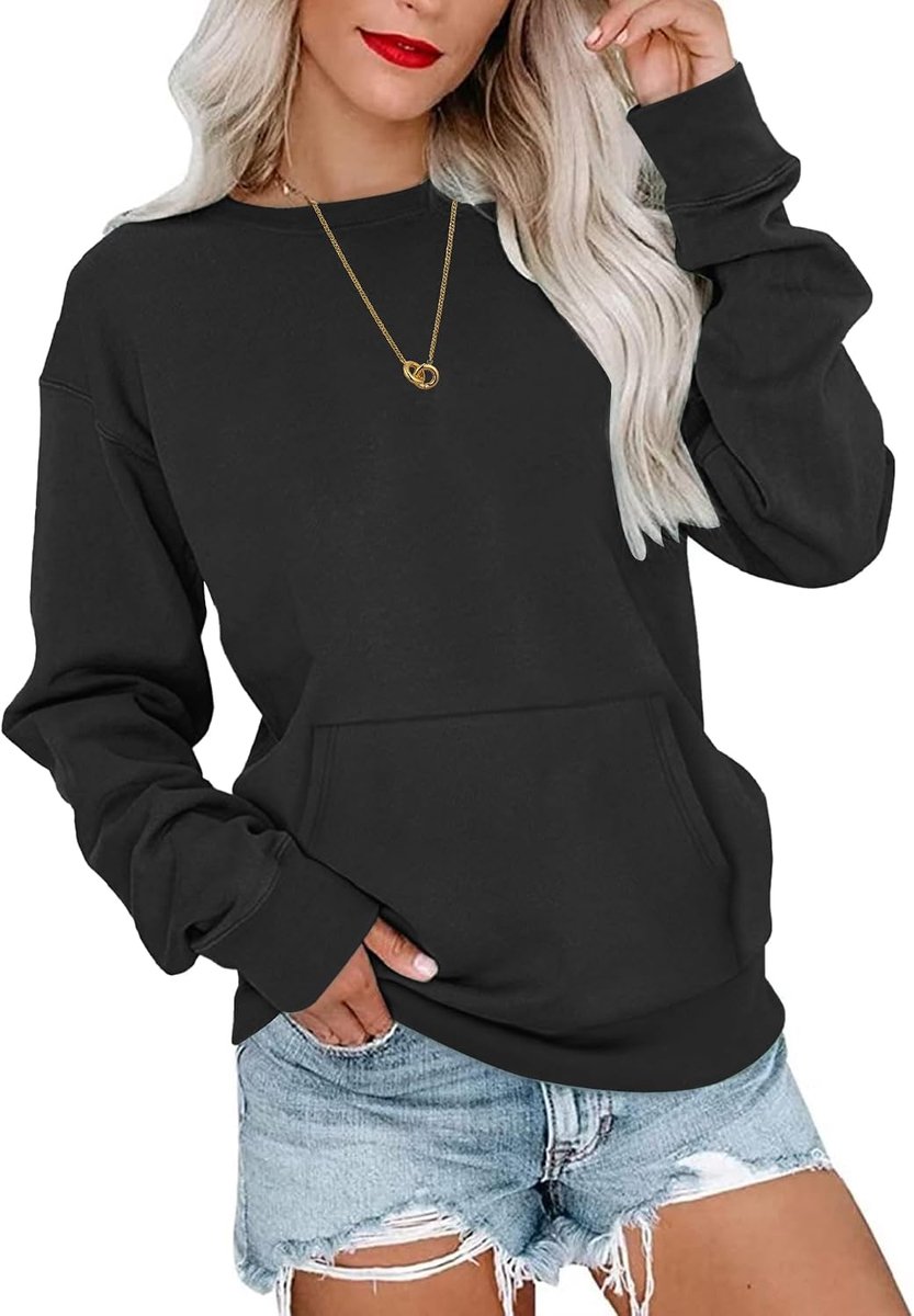 Casual sweatshirt met lange mouwen voor dames met zakken