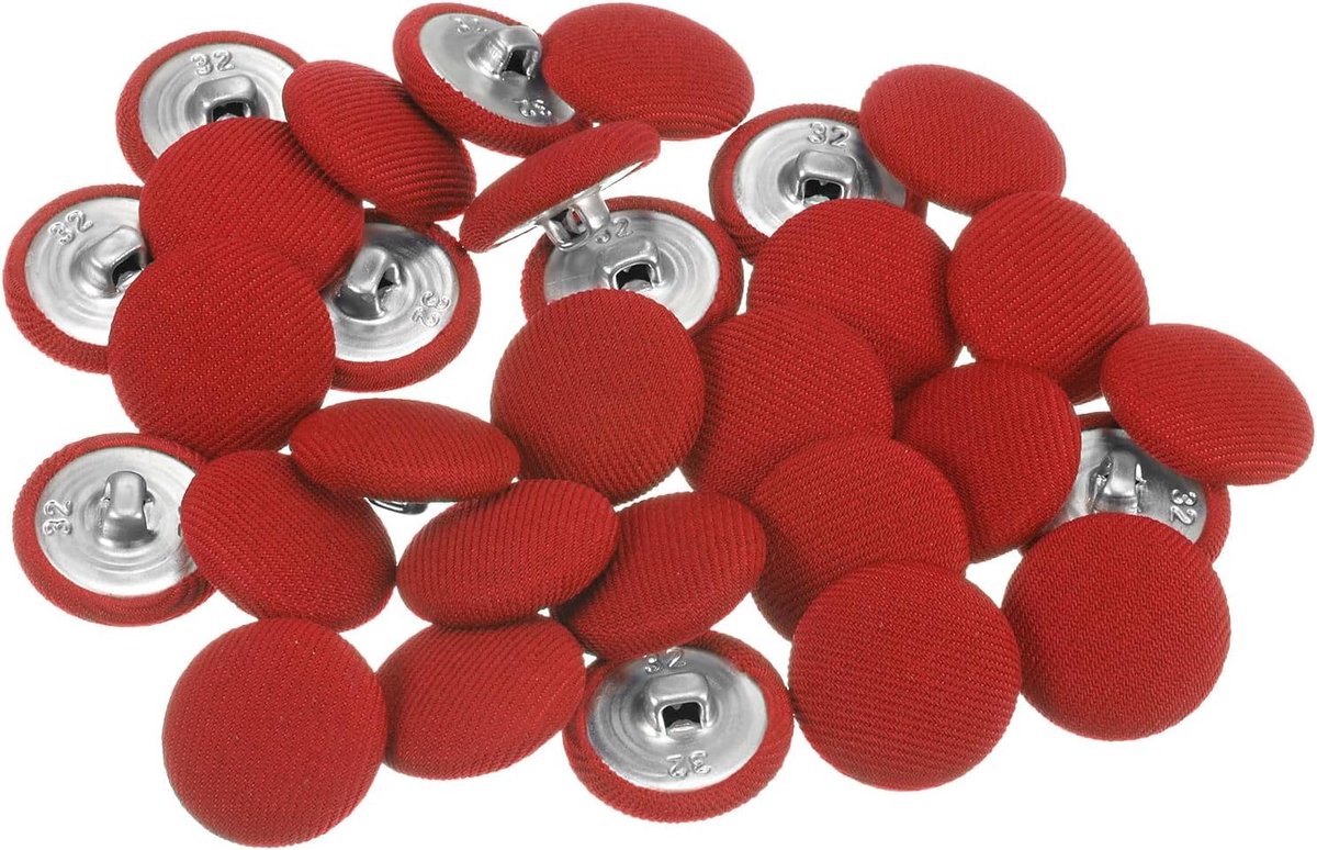Knopen, 20 mm, ronde naaiknopen met metalen schacht voor kleding, jurken, blouses, jeans, accessoires om te naaien, elegant, rood