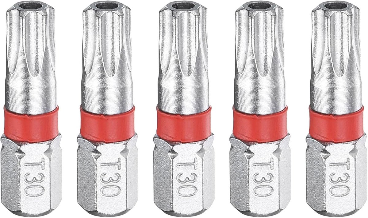 5 stuks Torx-schroevendraaierbit T30H 1/4" zeskantschacht 25 mm lengte magnetische ster 6-punts kop zeskantige bits S2 staal elektrische schroevendraaierbit met gat torx-kop