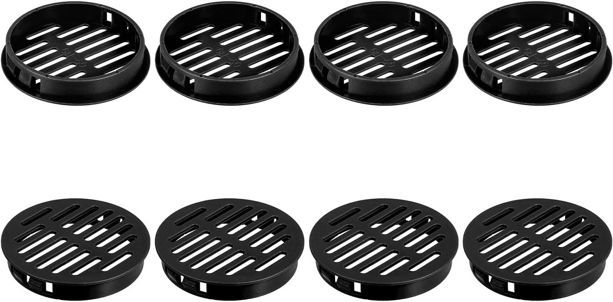 Roosters voor plafondplafonds, afdekking voor plafondventilator, kunststof, rond rooster met gaasgaten, voor badkamer, keuken, kast, kledingkast, zwart