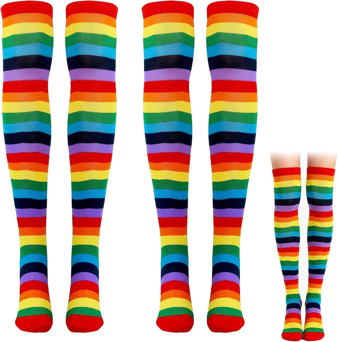 Sokken Dames 2 Paar – Pride Kniekousen Overknee – Funny Tennis Sokken Gestreept – Zachte Warme Crew Socks Women – Gym & Casual Damessokken 34-39