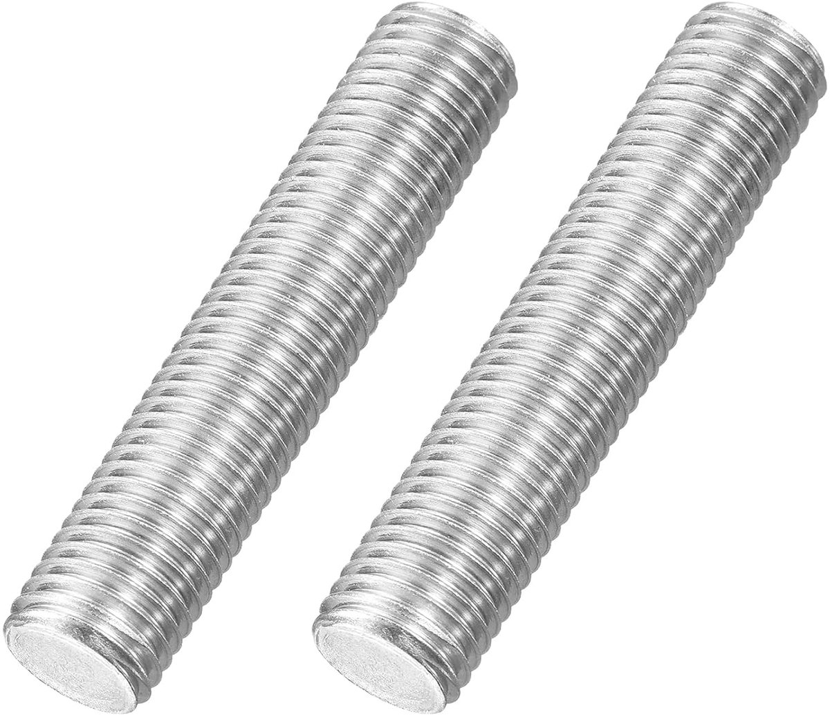M16 x 80 mm stang met volledige schroefdraad, 2 stuks 316 roestvrij staal, lange schroefdraadschroef 2 mm schroefdraadhelling rechtse schroefdraad voor meubelmontage en bevestiging
