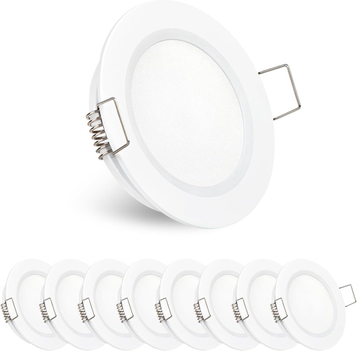 8 x 12V Inbouw LED Plafondlampen, Camper Dimbare Downlight Spot Light, DC 12 Volt Overhead Interieur Licht voor Keuken Van Caravan Boot, DIA 70mm Aluminium (Wit, 5000K)