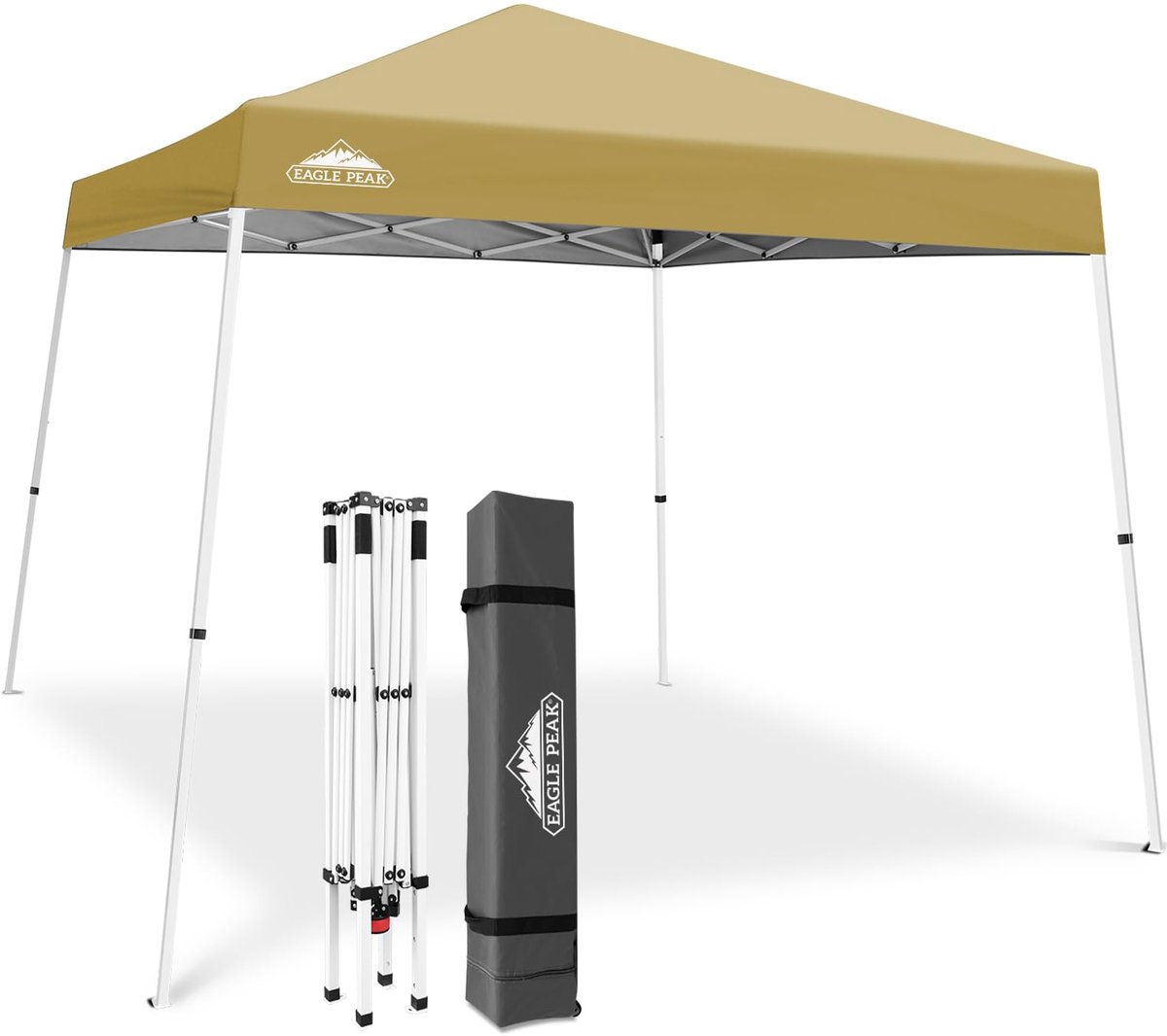 pop-up luifeltent 3 m x 3 m - beige - schuin poot - eenvoudige installatie en bescherming tegen zon en regen - SnelShoppen